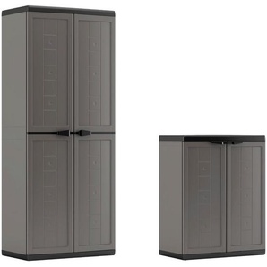 Mid.you Mehrzweckschrank, Anthrazit, Grau, Kunststoff, Uni, 4 Fächer, 136x166x39 cm, stehend, stabil, Waschküche, Mehrzweckschränke