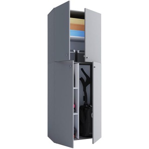 Mid.you Mehrzweckschrank, Grau, Holzwerkstoff, 3 Fächer, 70x182x37 cm, Waschküche, Mehrzweckschränke
