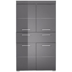 Mid.you Midischrank , Grau , Kunststoff , 2 Fächer , 1 Schubladen , 73x130x31 cm , Badezimmer, Badezimmerschränke, Midischränke