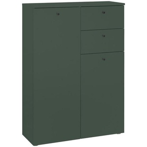 Mid.you Midischrank, Grün, Kunststoff, 3 Fächer, 2 Schubladen, 80x110x30 cm, Made in EU, stehend, Badezimmer, Badezimmerschränke, Midischränke