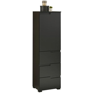 Mid.you Midischrank, Schwarz, Holzwerkstoff, 1 Fächer, 3 Schubladen, 40x134x32 cm, Made in EU, stehend, Badezimmer, Badezimmerschränke, Midischränke