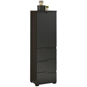 Mid.you Midischrank, Schwarz, Holzwerkstoff, 1 Fächer, 3 Schubladen, 40x134x32 cm, Made in EU, stehend, Badezimmer, Badezimmerschränke, Midischränke