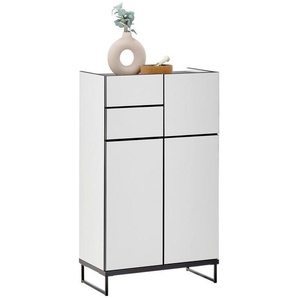 Mid.you Midischrank, Schwarz, Weiß, Holzwerkstoff, 2 Fächer, 2 Schubladen, 60x102x31 cm, Made in EU, stehend, Badezimmer, Badezimmerschränke,