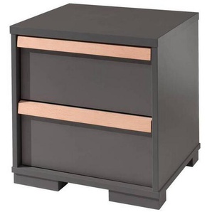Mid.you Nachtschrank, Anthrazit, Holz, Buche, massiv, 2 Schubladen, 48.1x48.8x40 cm, Schlafzimmer, Nachttische