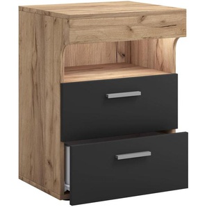 Mid.you Nachtschrank, Anthrazit, Honigeiche, Kunststoff, 2 Schubladen, 45x61x39 cm, Schlafzimmer, Nachttische
