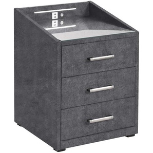 Mid.you Nachtschrank, Anthrazit, Kunststoff, 3 Schublade(n) Schubladen, 47x61x46 cm, Schlafzimmer, Nachttische