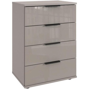 Mid.you Nachtschrank, Greige, Schwarz, Metall, 4 Schubladen, 52x74x38 cm, BQ - Bündnis für Qualität, Made in Germany, DIN EN ISO 9001, Schlafzimmer,