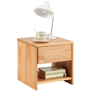 Mid.you Nachtschrank, Holz, Kernbuche, massiv, 1 Schubladen, 40x40x40 cm, Holzmöbel, Holztische, Nachttische Holz