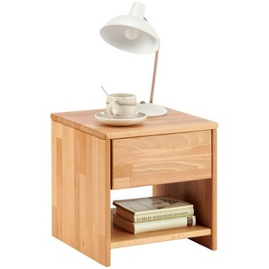 Mid.you Nachtschrank, Holz, Kernbuche, massiv, 1 Schubladen, 40x40x40 cm, Schlafzimmer, Nachttische