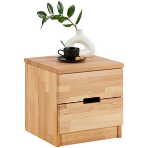 Mid.you Nachtschrank, Holz, Kernbuche, massiv, 2 Schubladen, 40x40x40 cm, Schlafzimmer, Nachttische
