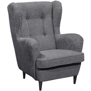 Mid.you Ohrensessel Lesesessel, Anthrazit, Textil, 78x102x98 cm, Made in EU, Wohnzimmer, Sessel, Ohrensessel