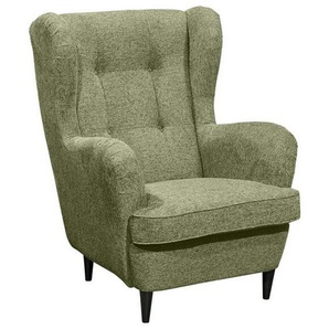 Mid.you Ohrensessel , Olivgrün , Textil , 78x102x98 cm , Made in EU , Wohnzimmer, Sessel, Ohrensessel