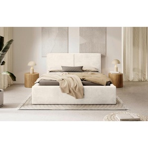 Mid.you Polsterbett, Creme, Holz, Metall, Kiefer, 180x200 cm, gepolstertes Kopfteil, in verschiedenen Größen erhältlich, Schlafzimmer, Betten, Polsterbetten