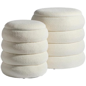 Mid.you Pouf, Weiß, Textil, Holzwerkstoff, Füllung: Schaumstoff, 44x35x44 cm, Wohnzimmer, Hocker, Poufs