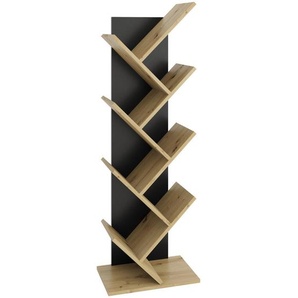 Mid.you Regal, Schwarz, Eiche Artisan, Holzwerkstoff, 42x125x26 cm, Made in Germany, Wohnzimmer, Regale, Bücherregale