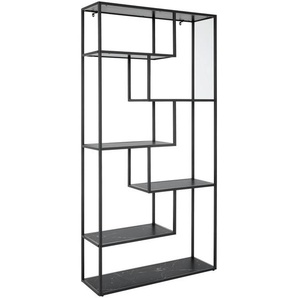 Mid.you Regal, Schwarz, Holzwerkstoff, 5 Fächer, 100x200x32 cm, Wohnzimmer, Regale, Bücherregale