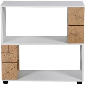 Mid.you Regal, Weiß, Eiche, Holzwerkstoff, 3 Fächer, 80x77.5x40 cm, Bsci, Wohnzimmer, Regale, Bücherregale