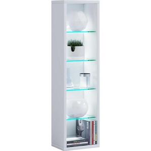 Mid.you Regal, Weiß, Glas, 4 Fächer, 21x77x14 cm, Arbeitszimmer, Büroregale, Bücherregale