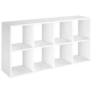 Mid.you Regal, Weiß, Holzwerkstoff, 8 Fächer, 110x56x33 cm, Fsc, Wohnzimmer, Regale, Bücherregale