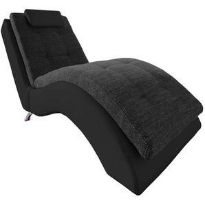 Mid.you Relaxliege , Schwarz, Weiß , Textil , Struktur , 1-Sitzer , Füllung: Komfortschaum,Schaumstoff , 70x92x170 cm , Made in EU , Liegefunktion , Wohnzimmer, Sessel, Relaxliegen