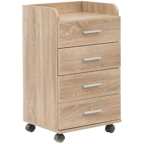 Mid.you Rollcontainer, Eiche, Metall, 4 Schubladen, 40x70.5x33 cm, Arbeitszimmer, Container, Rollcontainer
