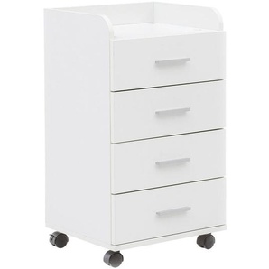 Mid.you Rollcontainer, Weiß, Metall, 4 Schubladen, 40x76.5x33 cm, Arbeitszimmer, Container, Rollcontainer