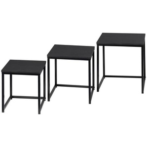 Mid.you Satztisch, Anthrazit, Metall, Holzwerkstoff, 3-teilig, quadratisch, eckig, einfacher Aufbau, Wohnzimmer, Wohnzimmertische, Satztische