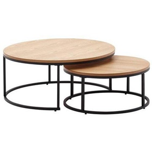 Mid.you Satztisch, Braun, Holzwerkstoff, 2-teilig, rund, eckig, 80x36x80 cm, Wohnzimmer, Wohnzimmertische, Satztische