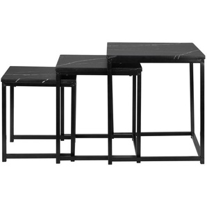 Mid.you Satztisch, Schwarz, Metall, Holzwerkstoff, 3-teilig, quadratisch, eckig, einfacher Aufbau, Wohnzimmer, Wohnzimmertische, Satztische