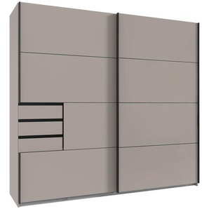 Mid.you Schiebetürenschrank, Beige, Greige, Holzwerkstoff, 4 Fächer, 3 Schublade(n) Schubladen, 225x210x64 cm, BQ - Bündnis für Qualität, Made in Germany, DIN EN ISO 9001, umfangreiches Zubehör erhältlich, in verschiedenen Größen und Holzdekoren