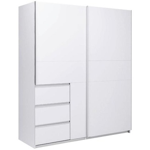 Mid.you Schiebetürenschrank, Weiß, Metall, 2 Fächer, 3 Schubladen, 175x205x61.5 cm, in verschiedenen Größen erhältlich, Schlafzimmer, Kleiderschränke, Schwebetürenschränke
