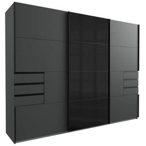 Mid.you Schiebetürenschrank Wimex Saigon, Graphit, Schwarz, Metall, 6 Fächer, 6 Schubladen, 270x210x64 cm, BQ - Bündnis für Qualität, Made in Germany,