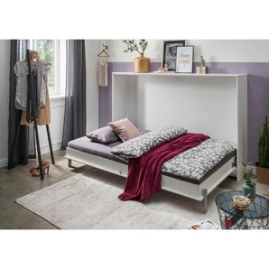 Mid.you Schrankbett Wimex Juist, Weiß, Metall, Birke, Schichtholz, Höhe ca. 18,5 cm, 140x200 cm, BQ - Bündnis für Qualität, Made in Germany, DIN EN