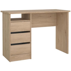 Mid.you Schreibtisch, Eiche, Holzwerkstoff, Holzoptik, 3 Schubladen, rechteckig, Wange, 48.5x76x110 cm, Stauraum, Arbeitszimmer, Schreibtische,