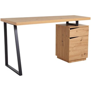 Mid.you Schreibtisch, Schwarz, Eiche, Metall, Holzwerkstoff, 1 Schubladen, rechteckig, U-Form, 60x74x140 cm, Arbeitszimmer, Schreibtische, Bürotische