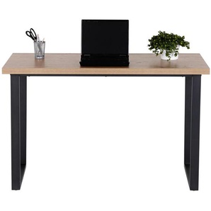 Mid.you Schreibtisch, Schwarz, Eiche, Metall, Holzwerkstoff, rechteckig, U-Form, 60x75x120 cm, Bsci, Arbeitszimmer, Schreibtische, Bürotische