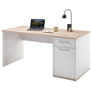 Mid.you Schreibtisch, Weiß, Eiche, Kunststoff, 1 Schubladen, rechteckig, Wange, 73x76x160 cm, Arbeitszimmer, Schreibtische, Bürotische