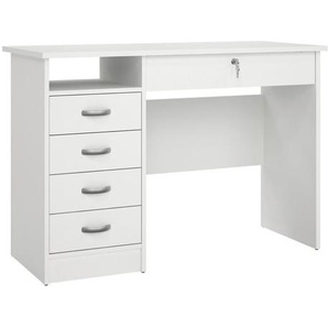 Mid.you Schreibtisch, Weiß, Kunststoff, 5 Schubladen, Wange, 48.5x75.6x109.3 cm, Stauraum, abschließbar, Arbeitszimmer, Schreibtische, Bürotische