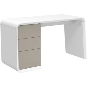 Mid.you Schreibtisch, Weiß, Taupe, Holzwerkstoff, 3 Schubladen, rechteckig, Wange, 140x76x55 cm, Bsci, Stauraum, Arbeitszimmer, Schreibtische,