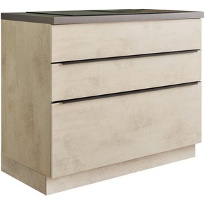 Mid.you Schubkastenunterschrank, Anthrazit, Weiß, Kunststoff, 3 Schubladen, einzeln stellbar, 110x94x60 cm, Küchen, Küchenmöbel, Küchenschränke,