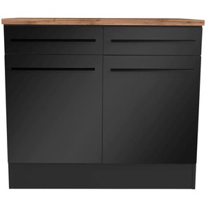 Mid.you Schubkastenunterschrank, Schwarz, Kunststoff, 2 Fächer, 2 Schubladen, 100x90x60 cm, Küchen, Küchenmöbel, Küchenschränke, Geräteumbauschränke