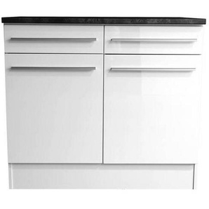 Mid.you Schubkastenunterschrank, Weiß, Weiß Hochglanz, Kunststoff, 2 Fächer, 2 Schubladen, 100x90x60 cm, Küchen, Küchenmöbel, Küchenschränke,
