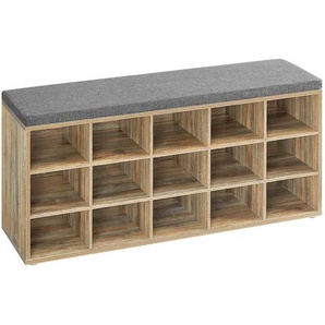 Mid.you Schuhbank, Braun, Grau, Textil, 1-Sitzer, Füllung: Schaumstoff, 105x48x30 cm, Abstellfläche, Garderobe, Garderobenbänke, Schuhbänke