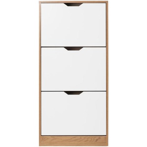 Mid.you Schuhkipper, Natur, Weiß, Holzwerkstoff, 55x117x23.5 cm, Garderobe, Schuhaufbewahrung, Schuhkipper