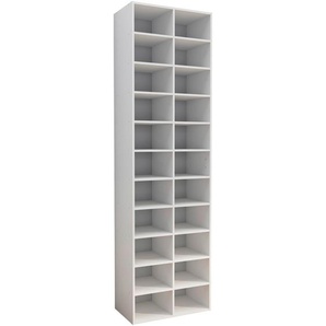 Mid.you Schuhregal Hinsol, Weiß, Holzwerkstoff, 20 Fächer, 52x183x30 cm, stehend, Garderobe, Schuhaufbewahrung, Schuhregale