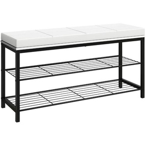 Mid.you Schuhregal Taliro, Schwarz, Weiß, Metall, Holzwerkstoff, 90x48x30 cm, stehend, Garderobe, Schuhaufbewahrung, Schuhregale