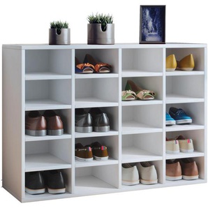 Mid.you Schuhregal, Weiß, Holzwerkstoff, 16 Fächer, 92x67x33 cm, Garderobe, Schuhaufbewahrung, Schuhregale