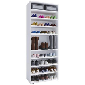 Mid.you Schuhregal, Weiß, Holzwerkstoff, 9 Fächer, 70x183x37 cm, Garderobe, Schuhaufbewahrung, Schuhregale