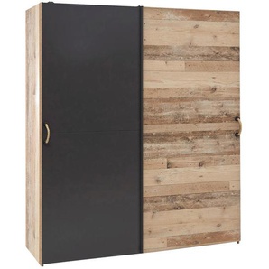 Mid.you Schwebetürenschrank, Anthrazit, Fichte, Holzwerkstoff, 2 Fächer, 170x195.5x59.5 cm, Beimöbel erhältlich, Schlafzimmer, Kleiderschränke, Schwebetürenschränke