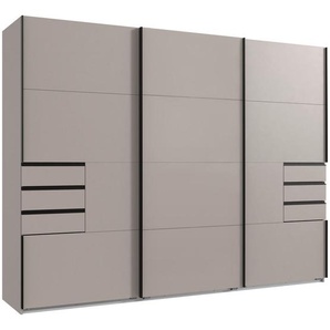 Mid.you Schwebetürenschrank, Beige, Greige, Holzwerkstoff, 6 Fächer, 6 Schubladen, 270x208x64 cm, BQ - Bündnis für Qualität, Made in Germany, DIN EN ISO 9001, umfangreiches Zubehör erhältlich, in verschiedenen Größen und Holzdekoren erhältlich,